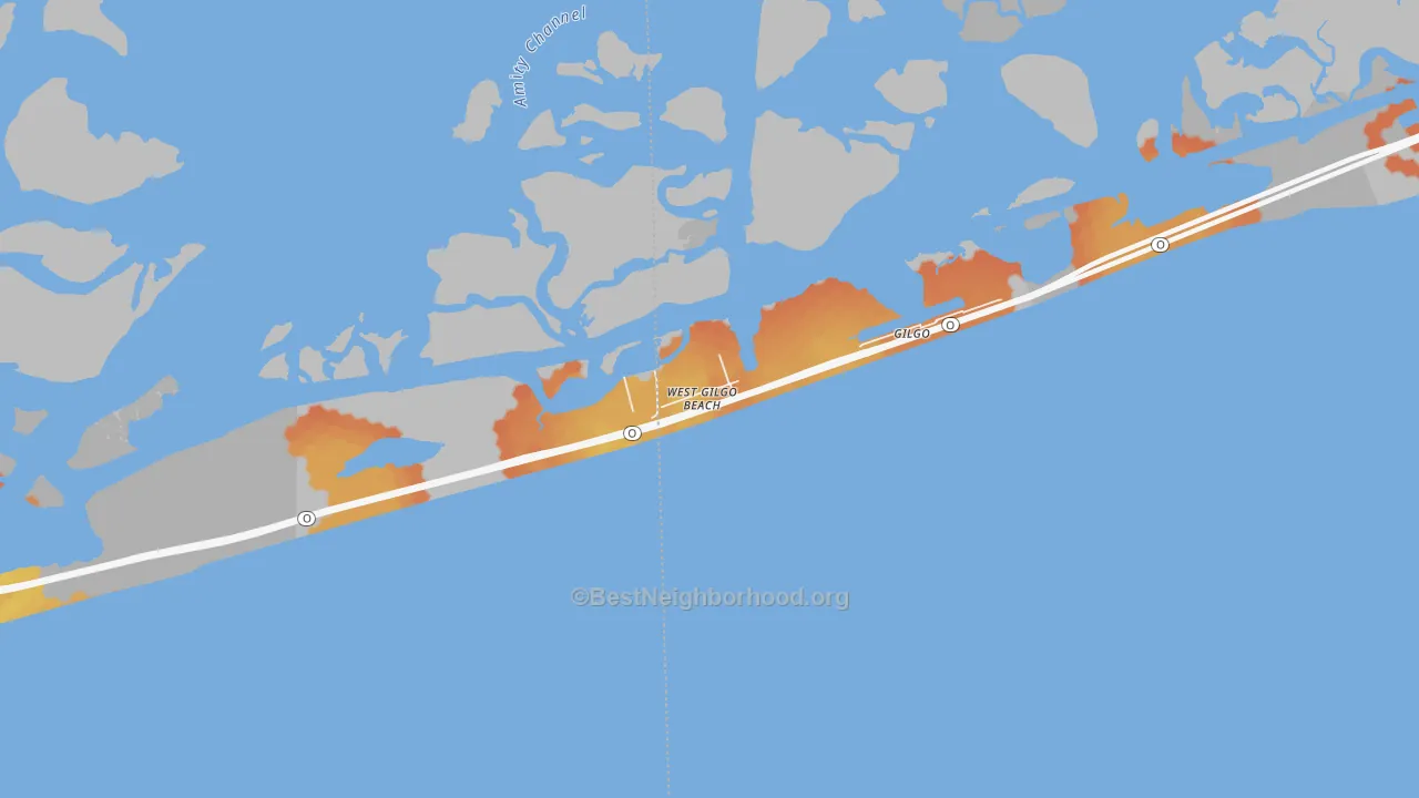 Bike Grade map of West Gilgo Beach, NY