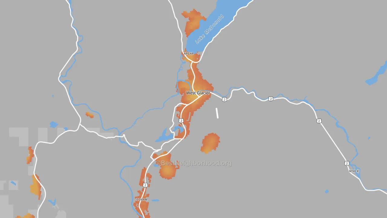 Bike Grade map of West Glacier, MT