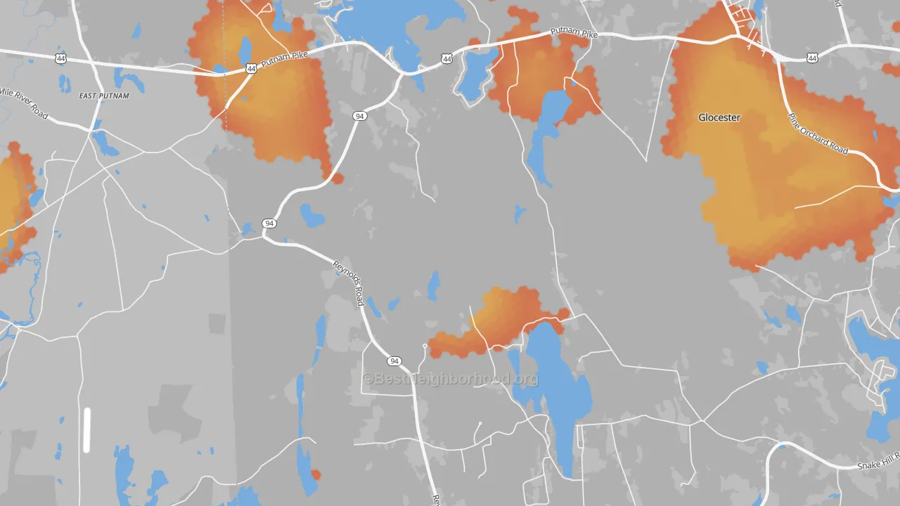 Bike Grade map of West Glocester, RI