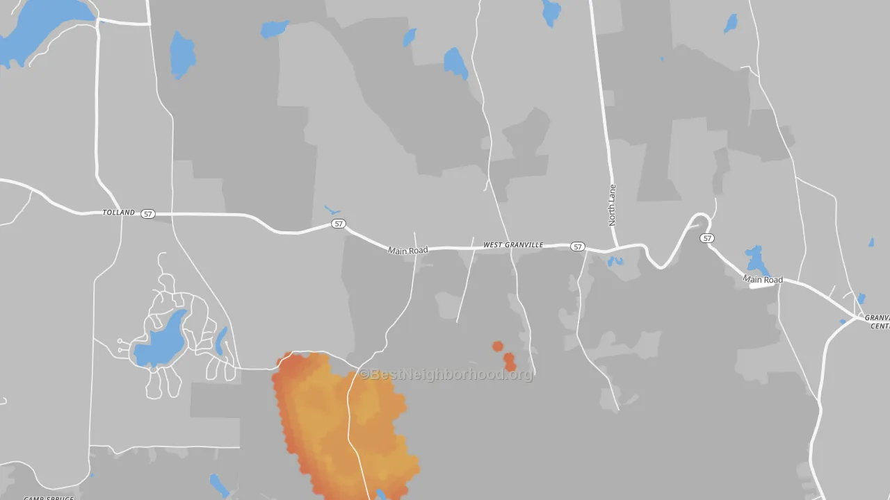 Bike Grade map of West Granville, MA