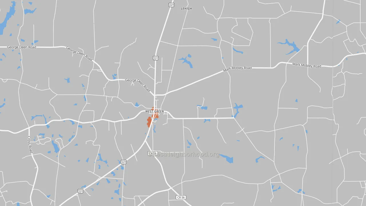 Bike Grade map of West Green, GA