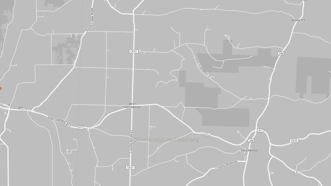 Bike Grade map of West Greenwood, NY