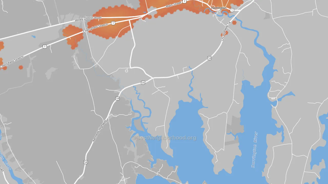 Bike Grade map of West Harrington, ME