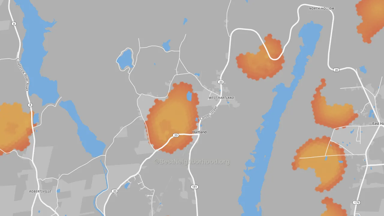 Bike Grade map of West Hartland, CT