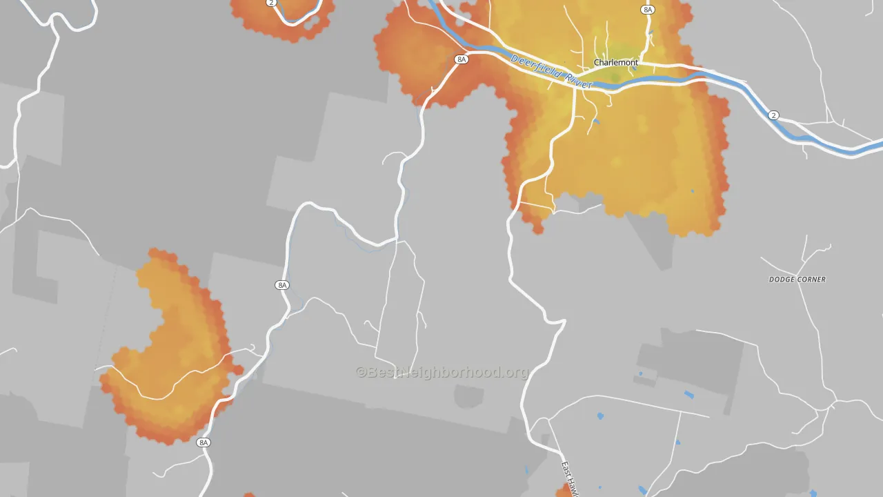 Bike Grade map of West Hawley, MA