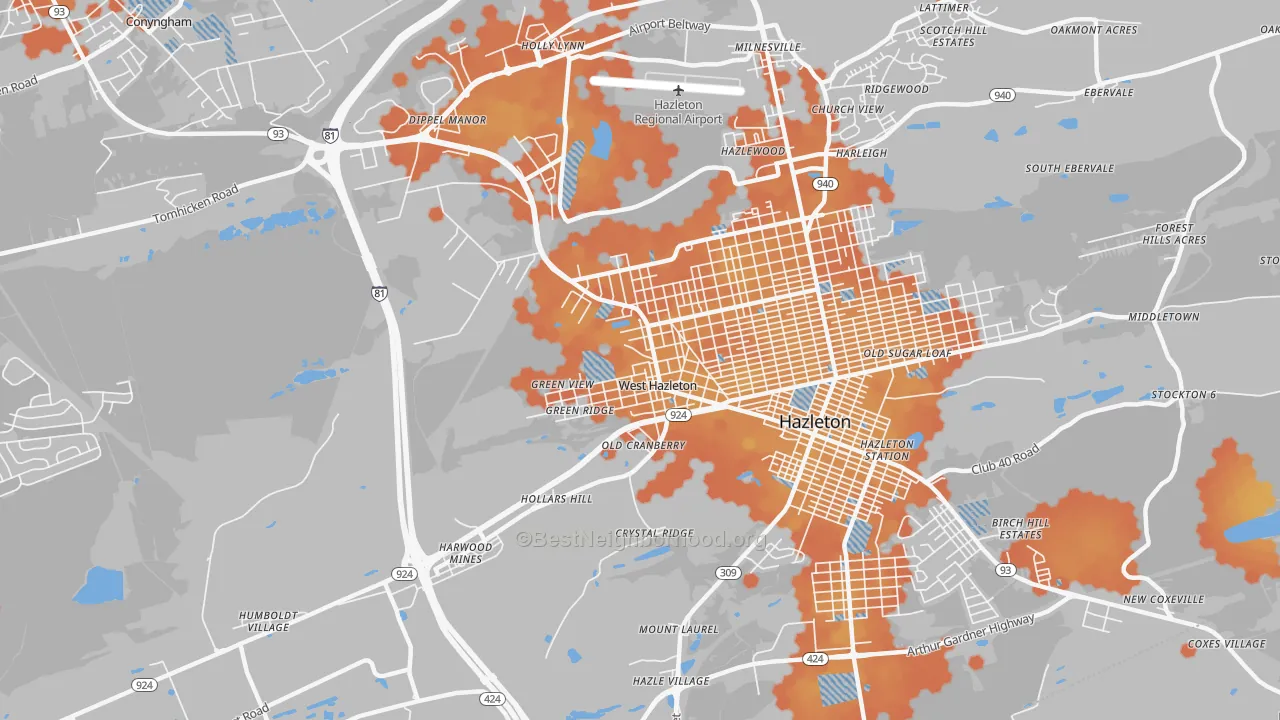 Bike Grade map of West Hazleton, PA