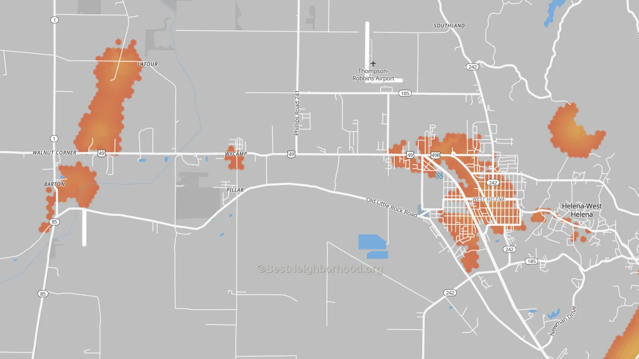 Bike Grade map of West Helena, AR
