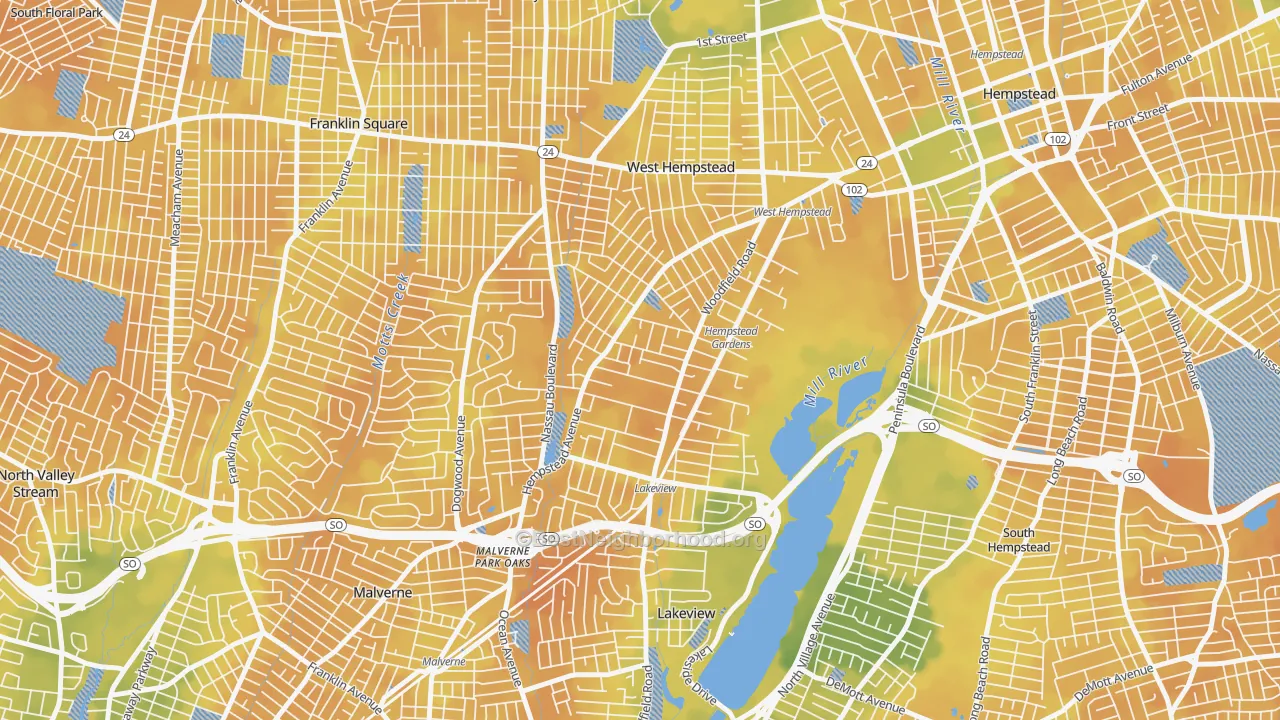 Bike Grade map of West Hempstead, NY