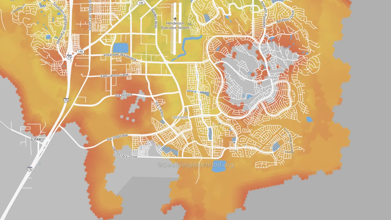 Bike Grade map of West Henderson, Henderson, NV
