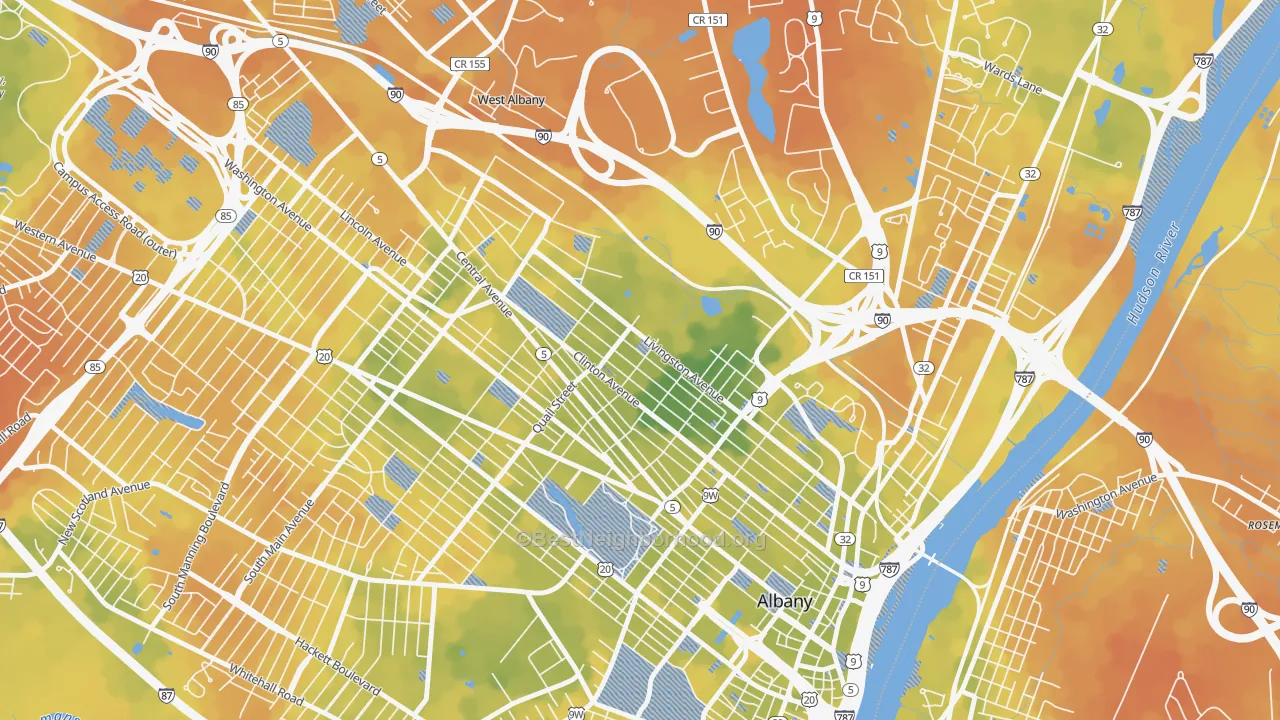 Bike Grade map of West Hill, Albany, NY