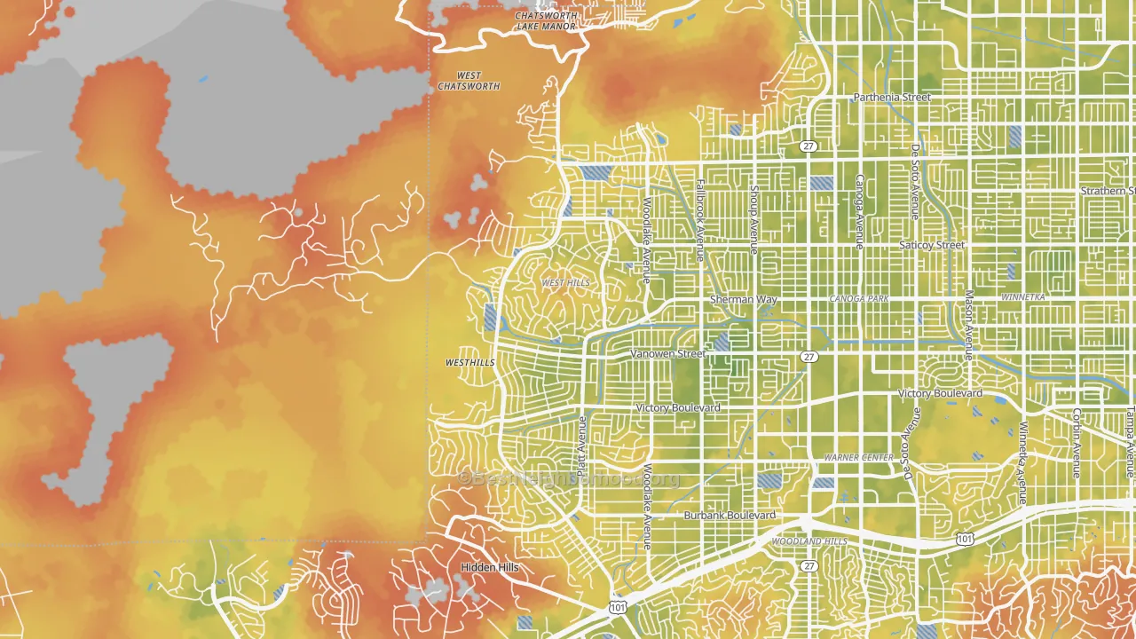 Bike Grade map of West Hills, CA