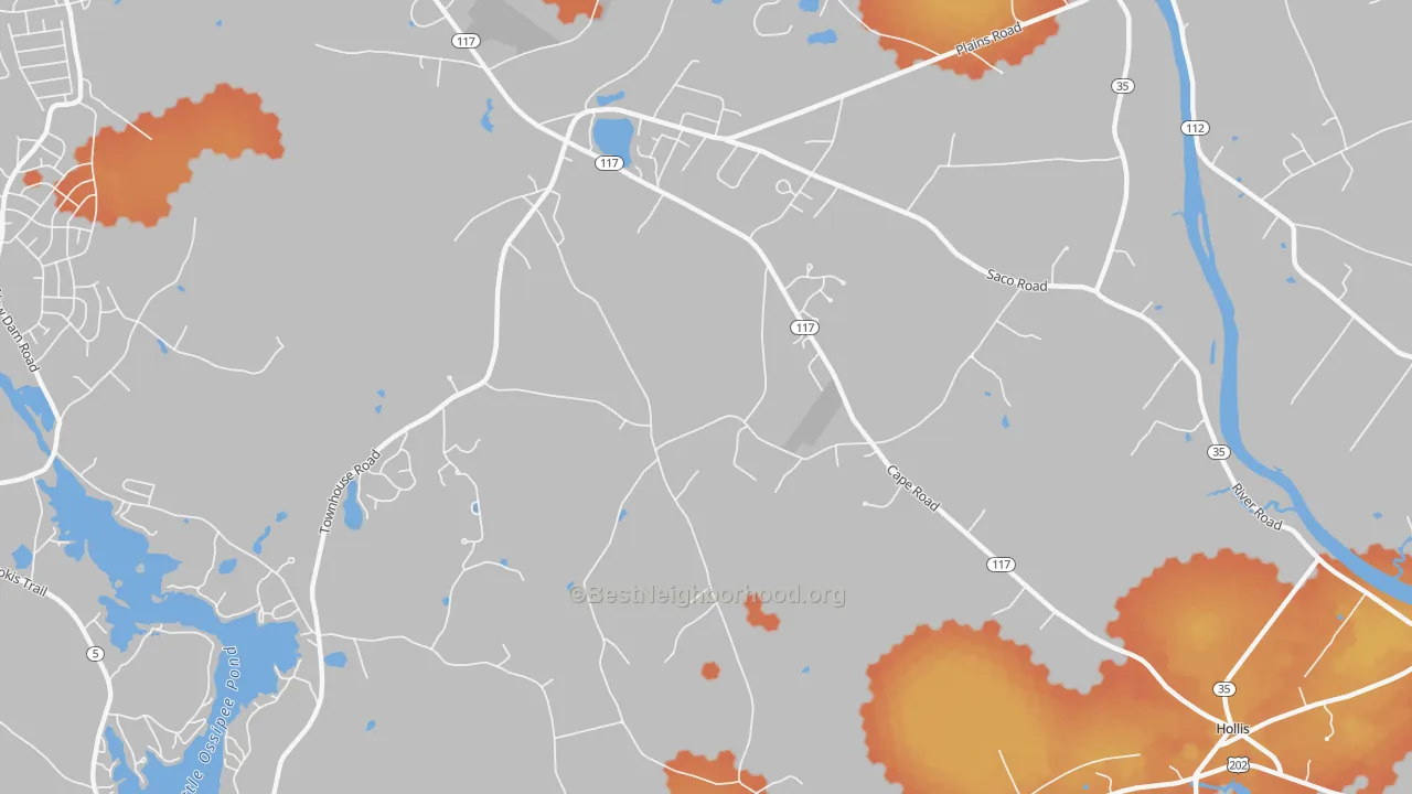 Bike Grade map of West Hollis, ME
