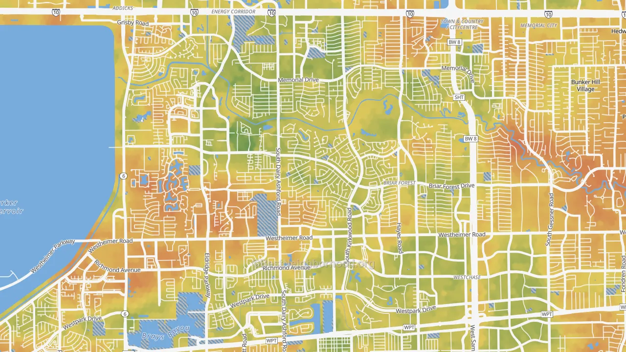 Bike Grade map of West Houston, Houston, TX