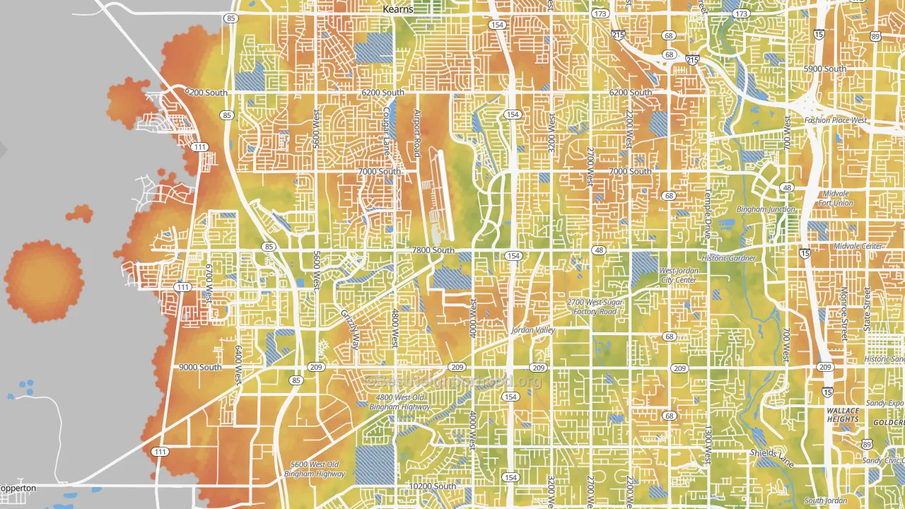 Bike Grade map of West Jordan, UT