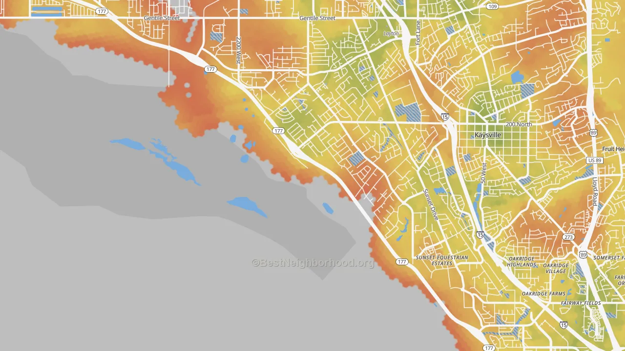 Bike Grade map of West Kaysville, UT