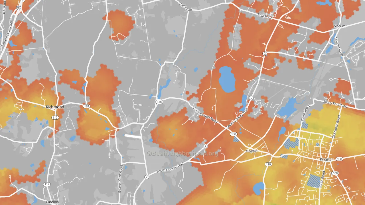 Bike Grade map of West Kingston, RI