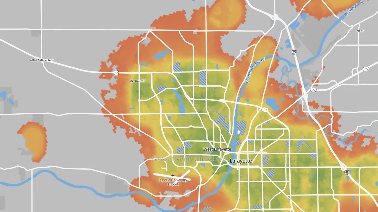 Bike Grade map of West Lafayette, IN