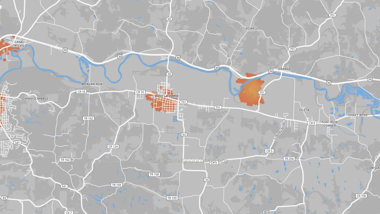 Bike Grade map of West Lafayette, OH