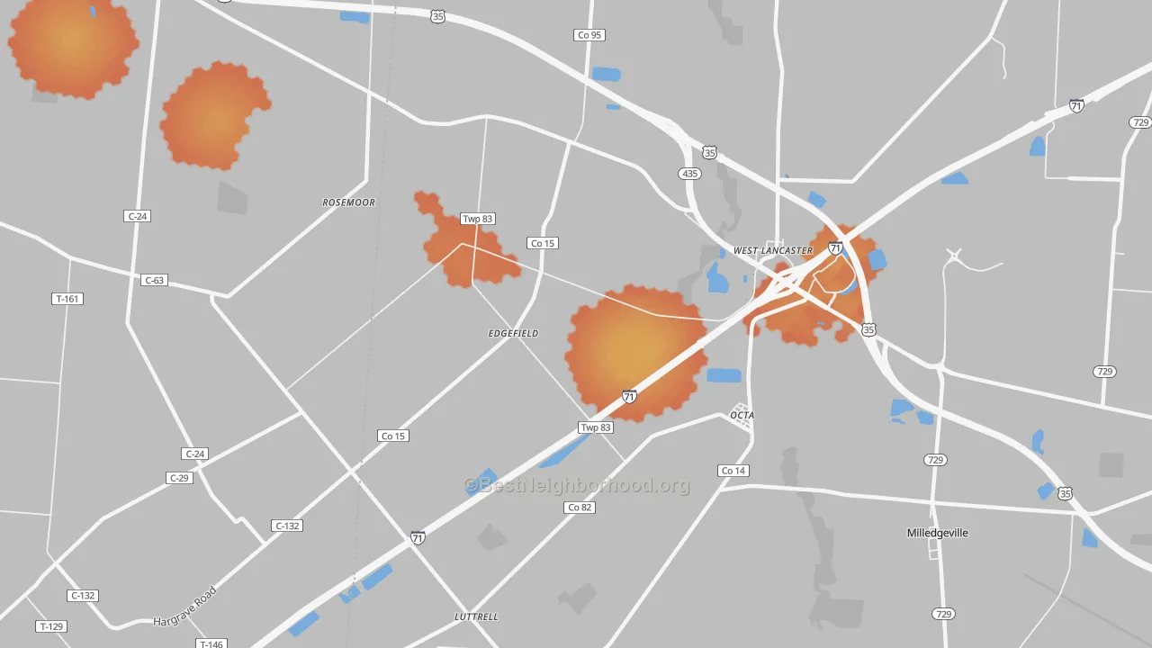 Bike Grade map of West Lancaster, OH