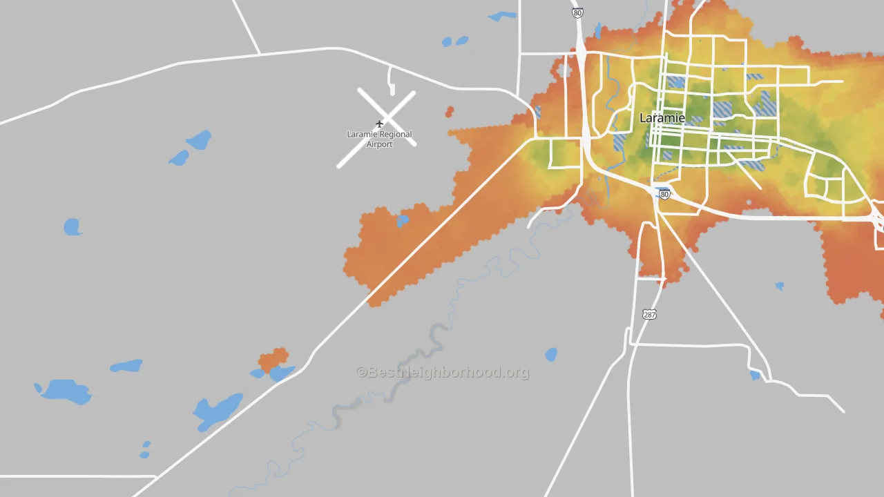Bike Grade map of West Laramie, WY