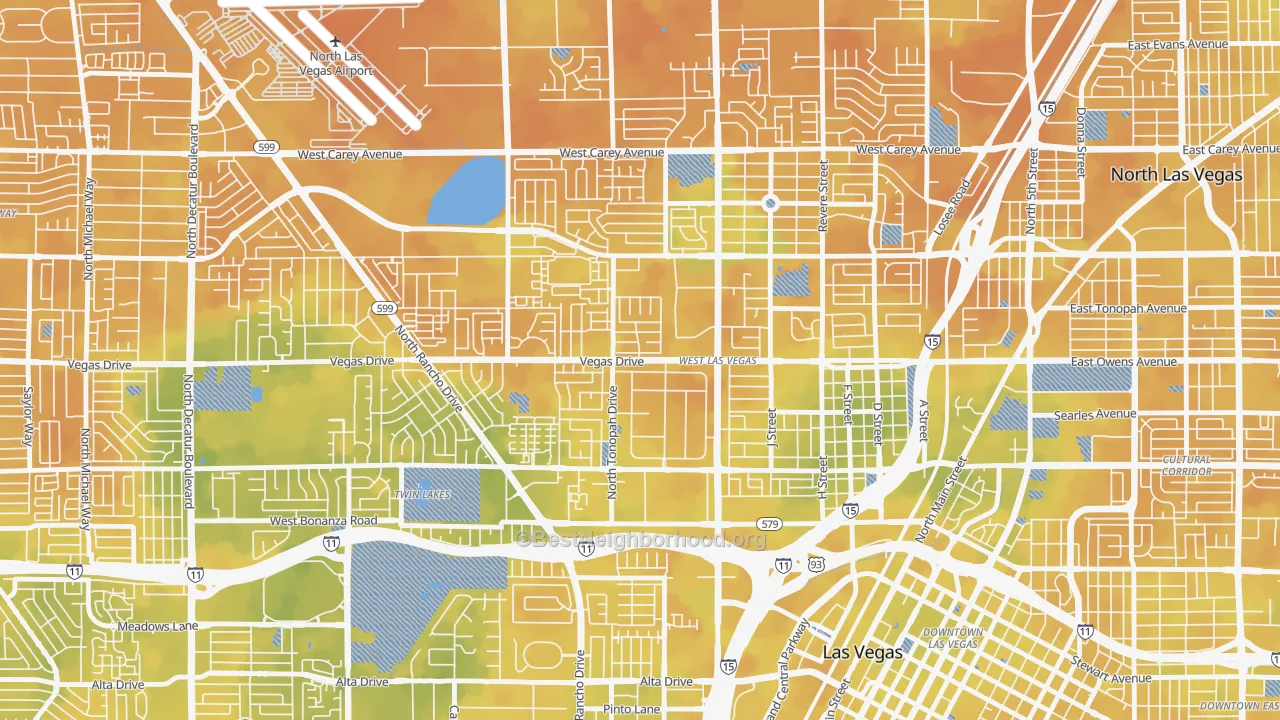Bike Grade map of West Las Vegas, Las Vegas, NV