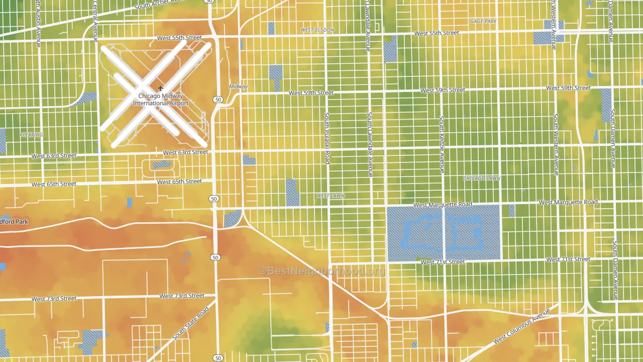 Bike Grade map of West Lawn, Chicago, IL