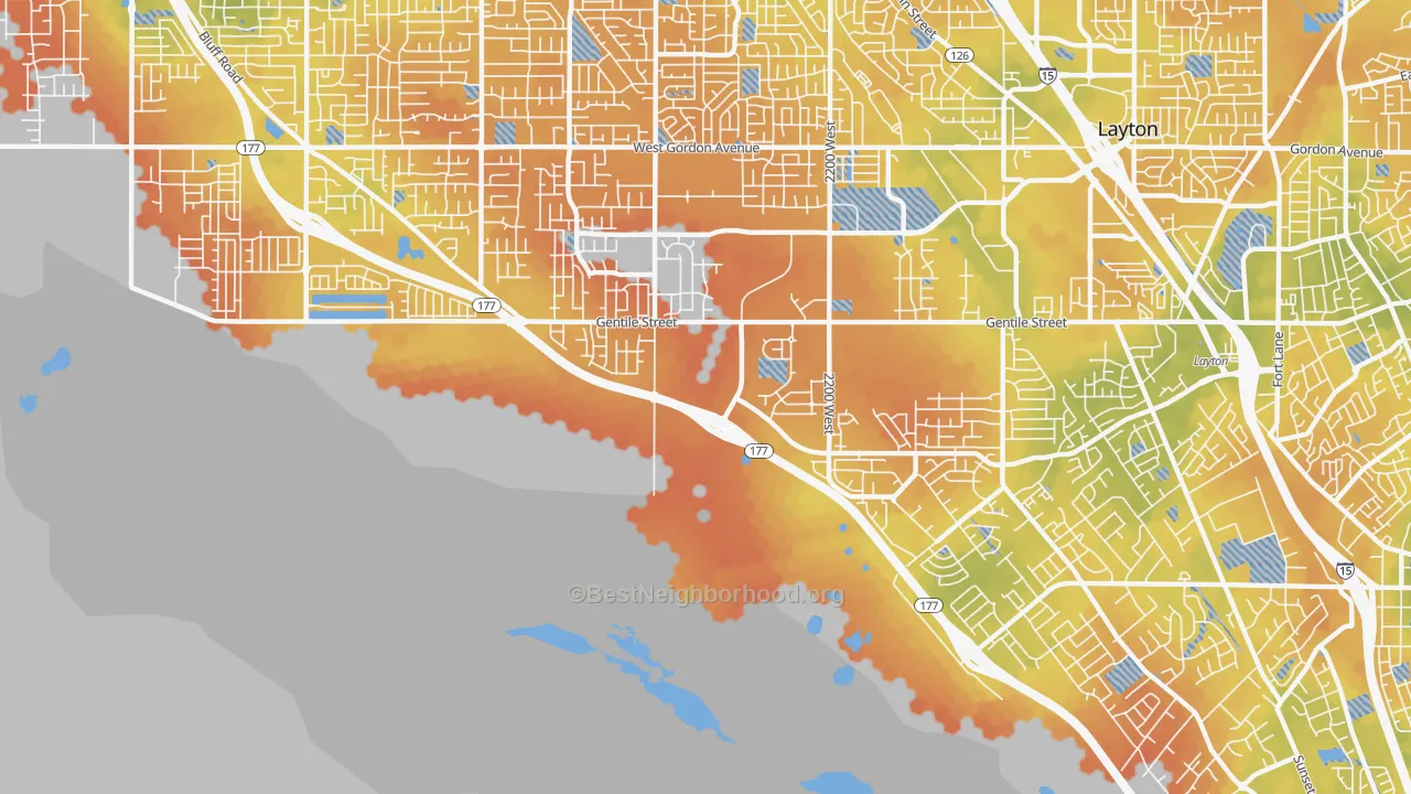 Bike Grade map of West Layton, UT