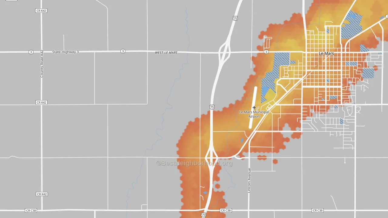 Bike Grade map of West Le Mars, IA