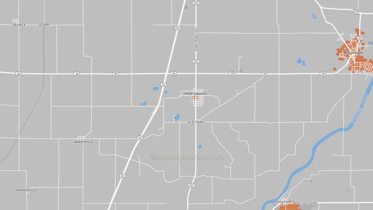 Bike Grade map of West Lebanon, IN