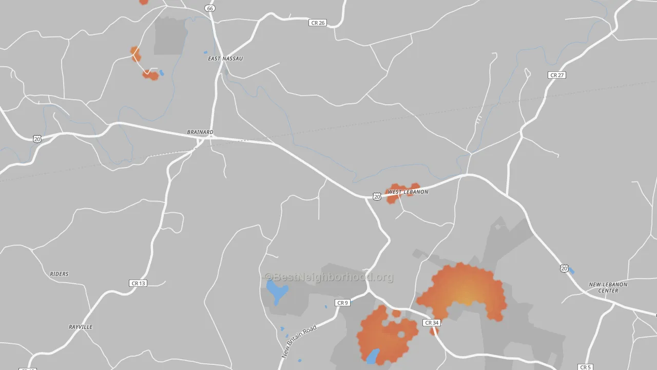 Bike Grade map of West Lebanon, NY