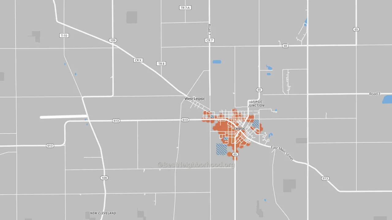 Bike Grade map of West Leipsic, OH