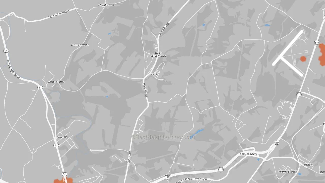 Bike Grade map of West Leisenring, PA