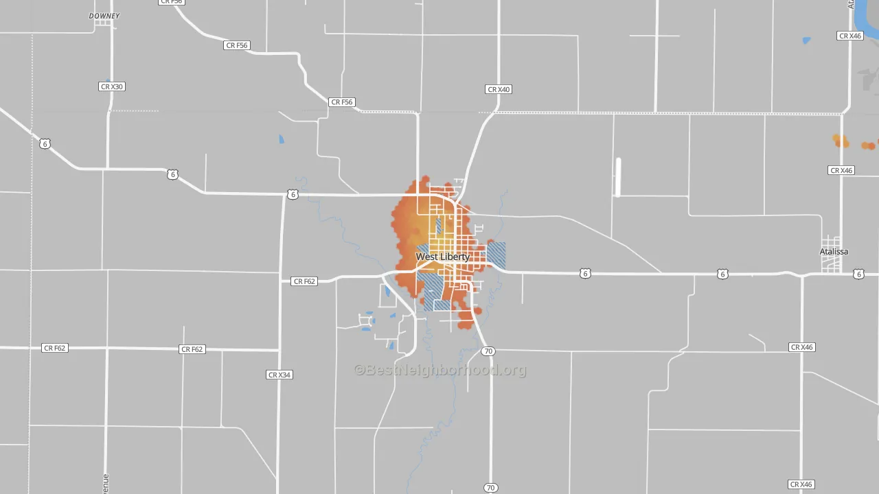 Bike Grade map of West Liberty, IA