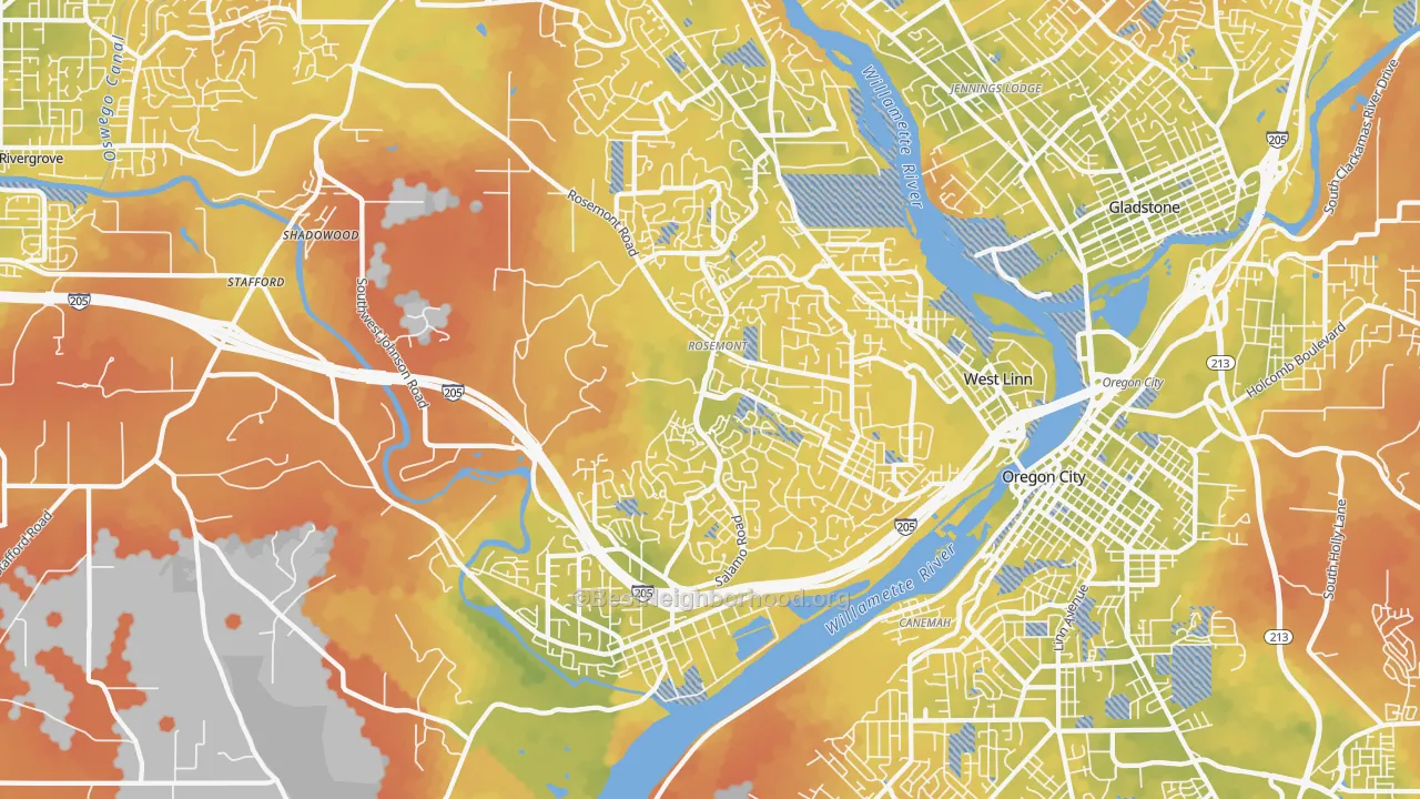 Bike Grade map of West Linn, OR