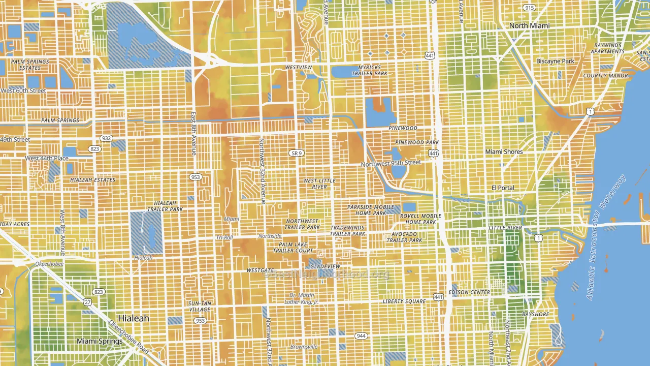 Bike Grade map of West Little River, FL