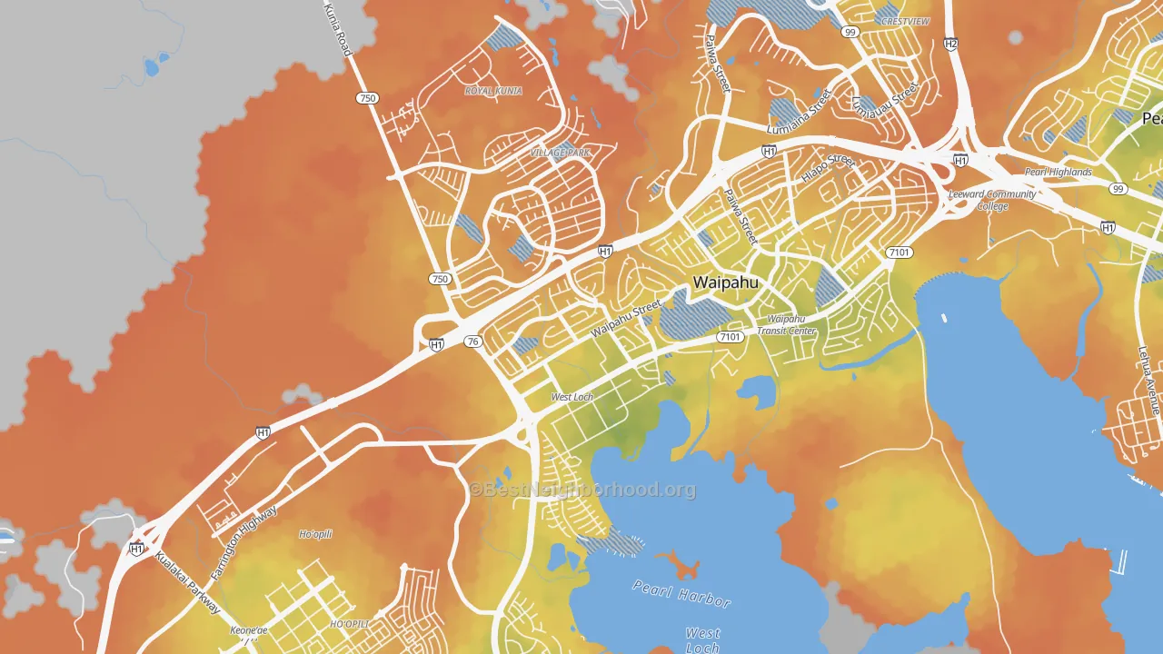 Bike Grade map of West Loch, Waipahu, HI