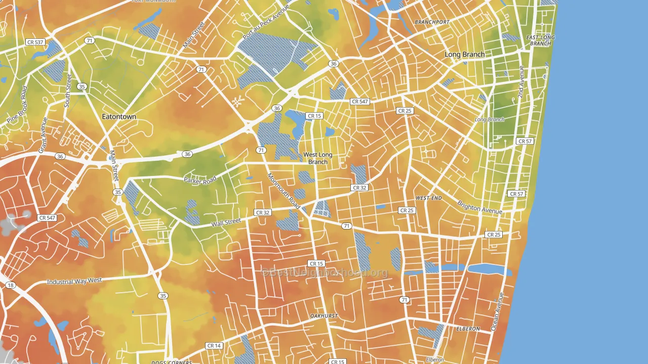 Bike Grade map of West Long Branch, NJ