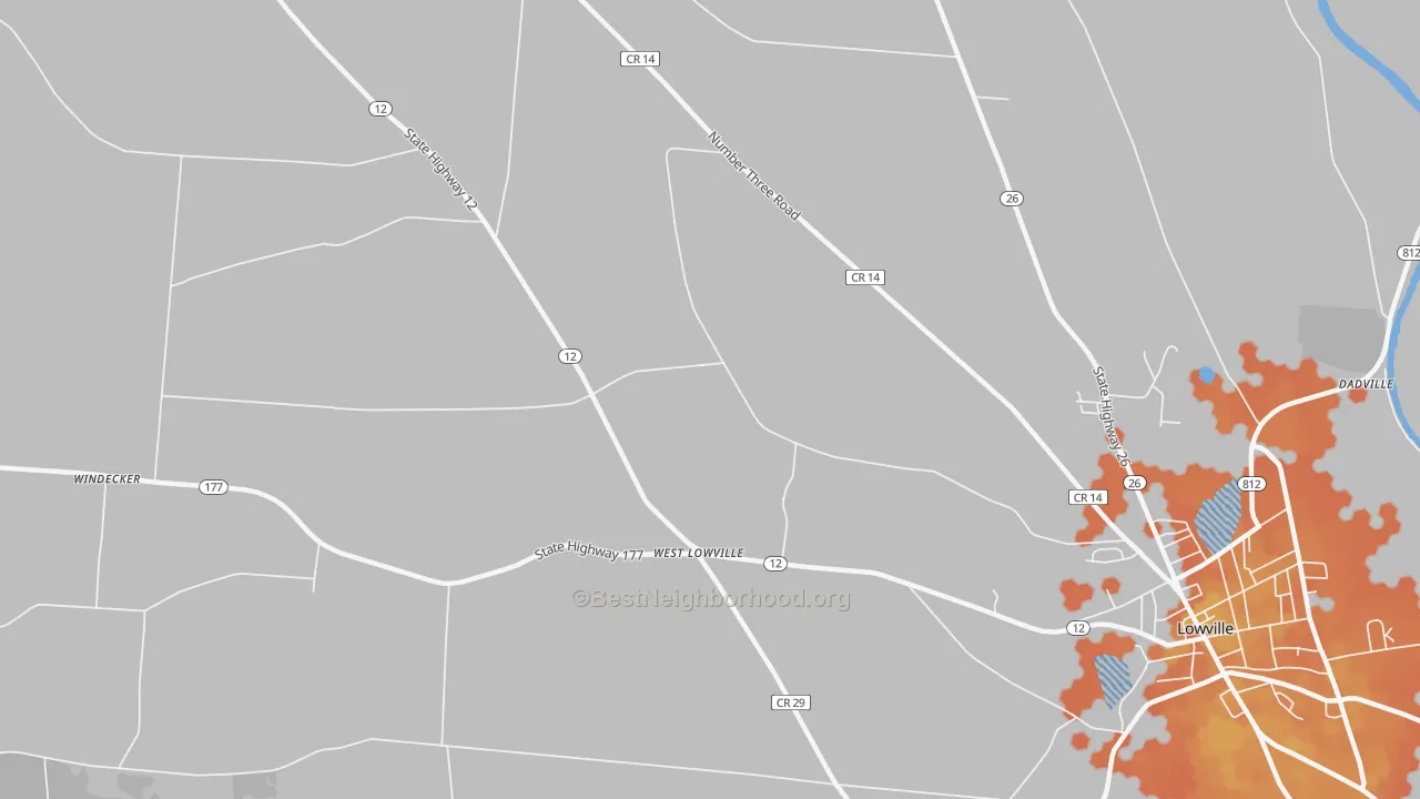 Bike Grade map of West Lowville, NY