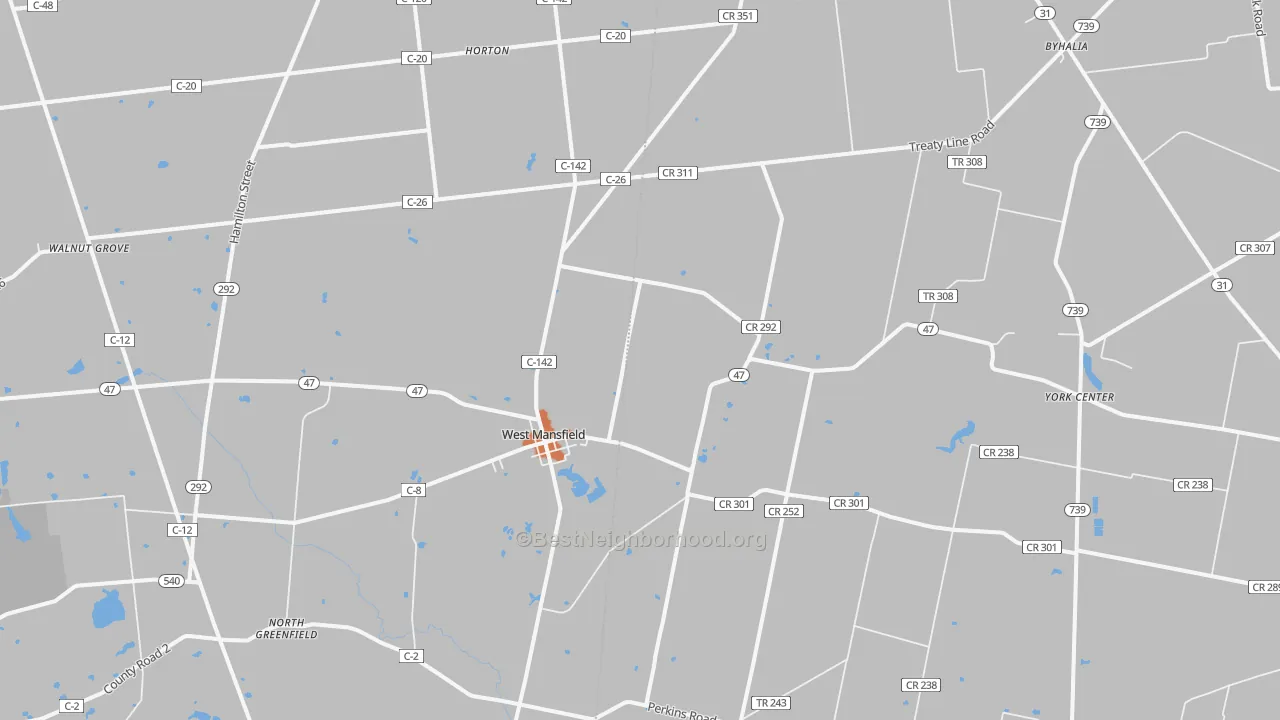 Bike Grade map of West Mansfield, OH