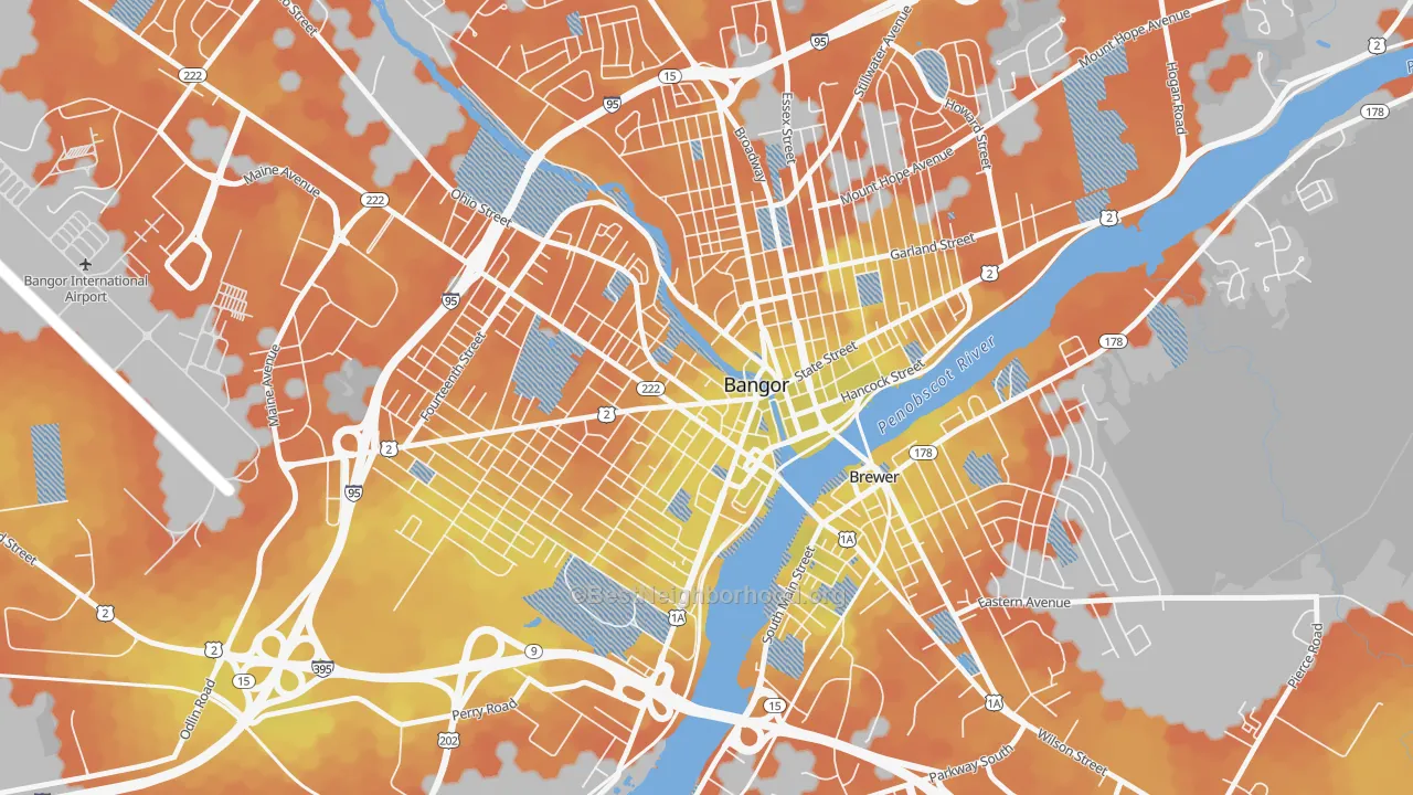 Bike Grade map of West Market Square Historic District, Bangor, ME