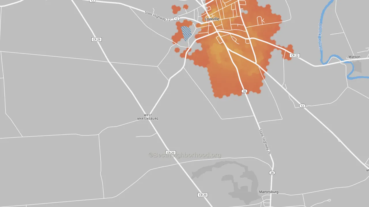 Bike Grade map of West Martinsburg, NY