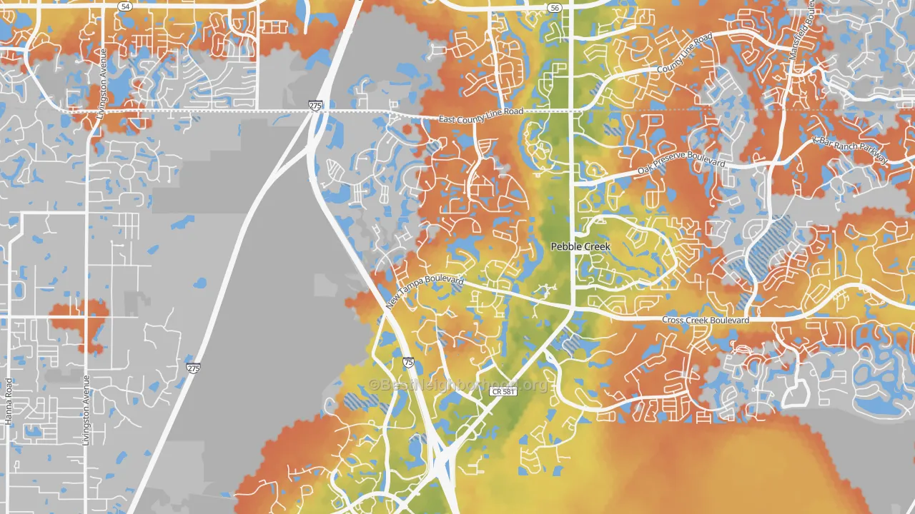 Bike Grade map of West Meadows, Tampa, FL