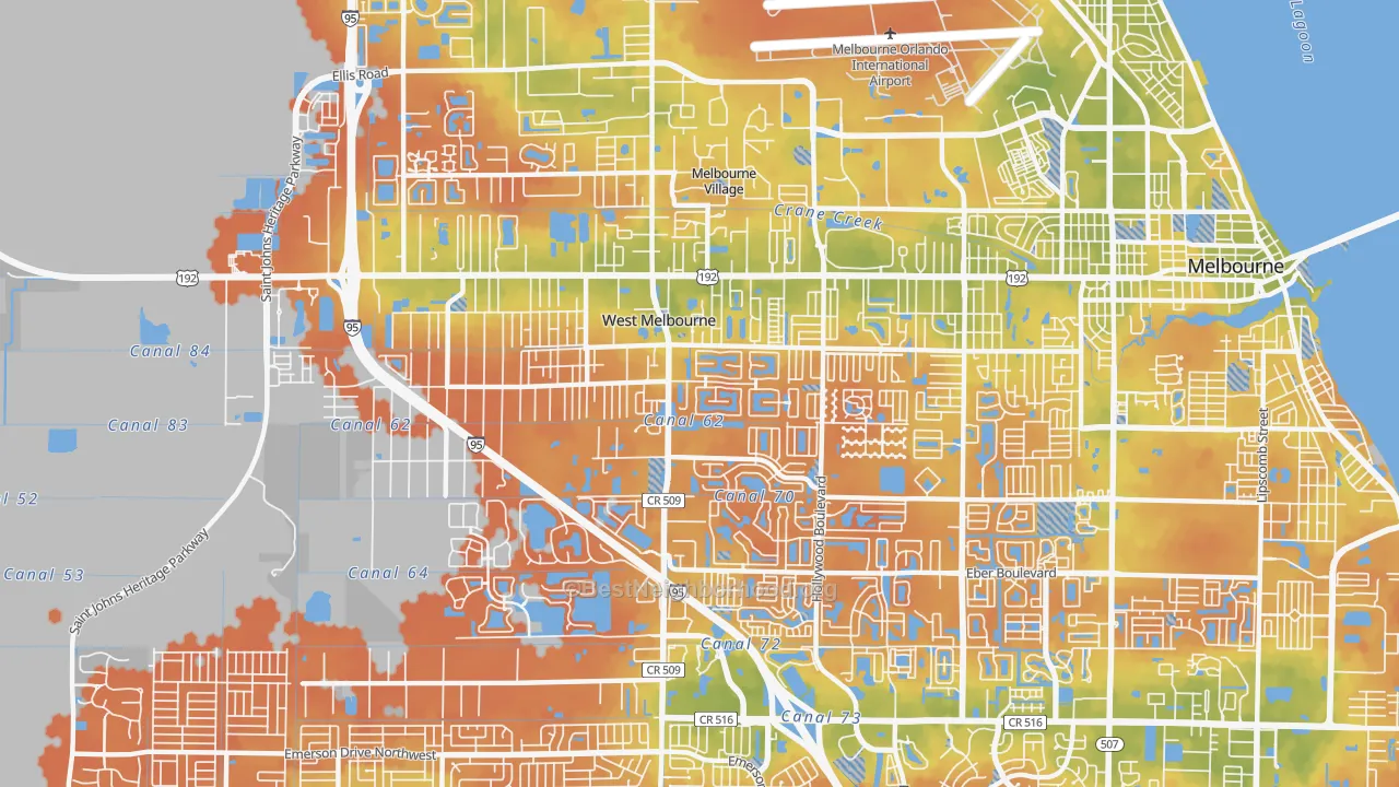 Bike Grade map of West Melbourne, FL