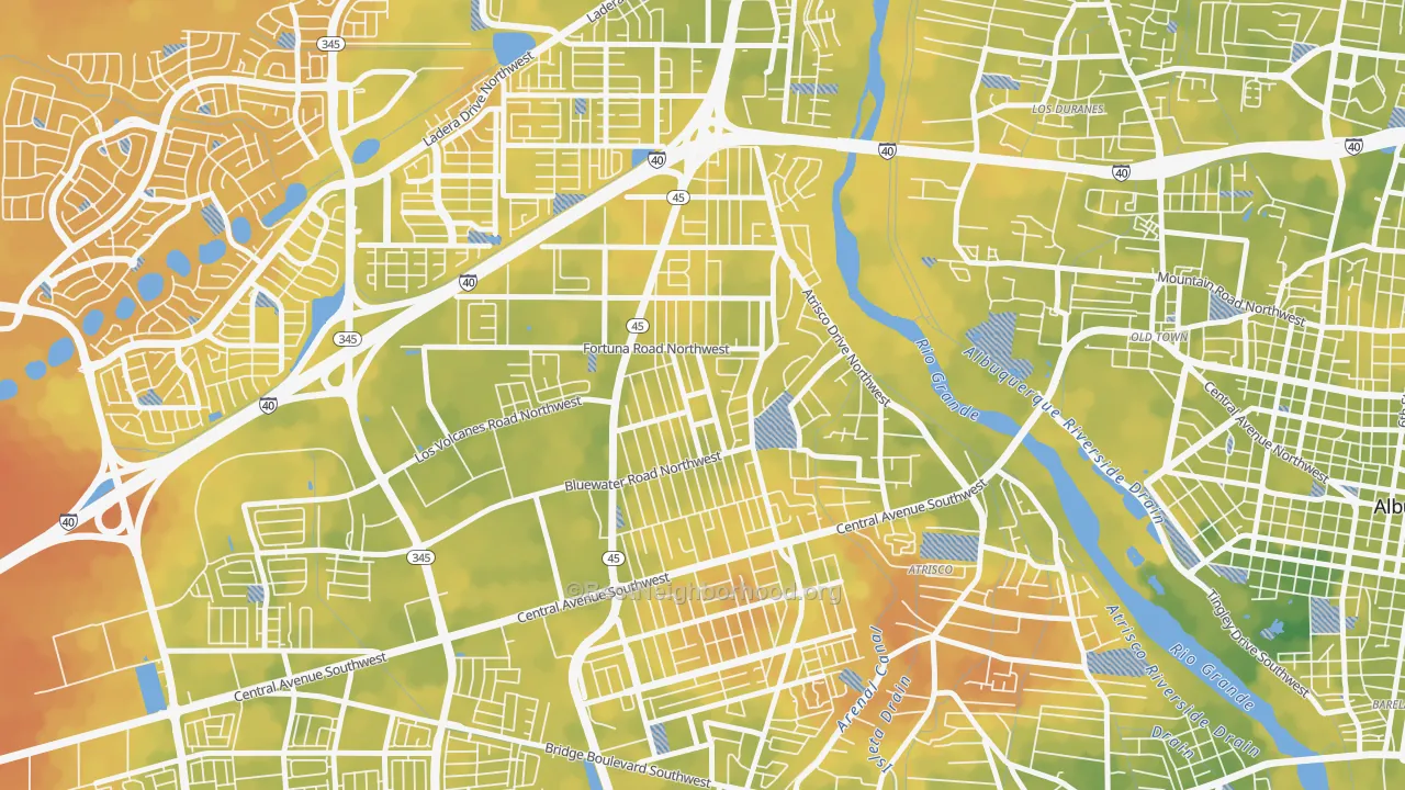 Bike Grade map of West Mesa, Albuquerque, NM