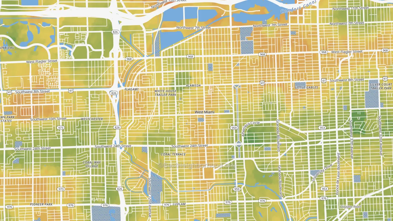 Bike Grade map of West Miami, FL