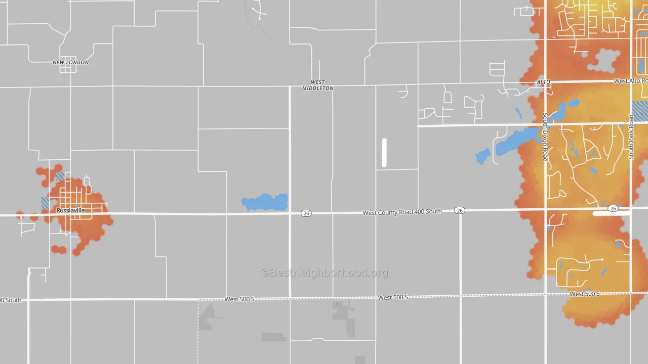 Bike Grade map of West Middleton, IN