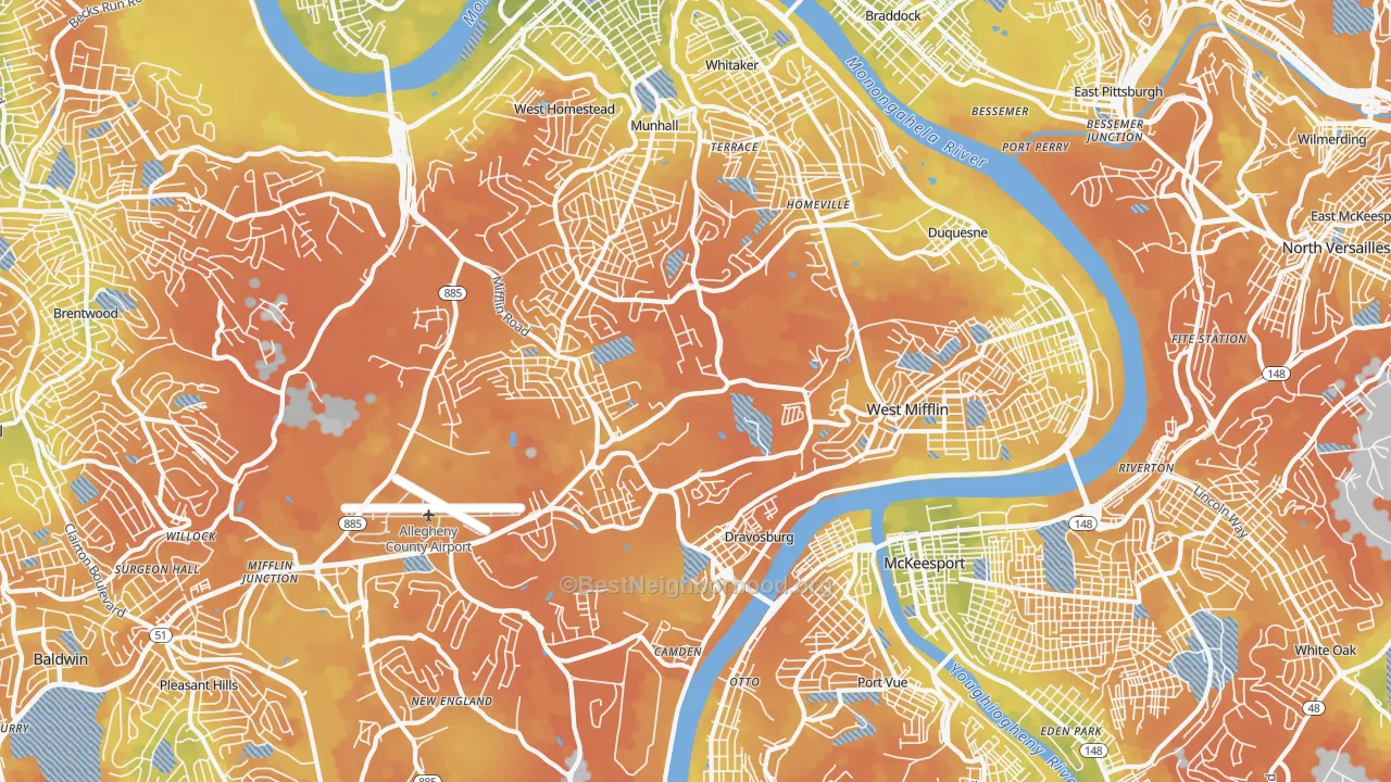 Bike Grade map of West Mifflin, PA