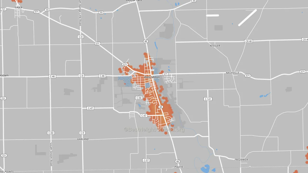 Bike Grade map of West Milton, OH