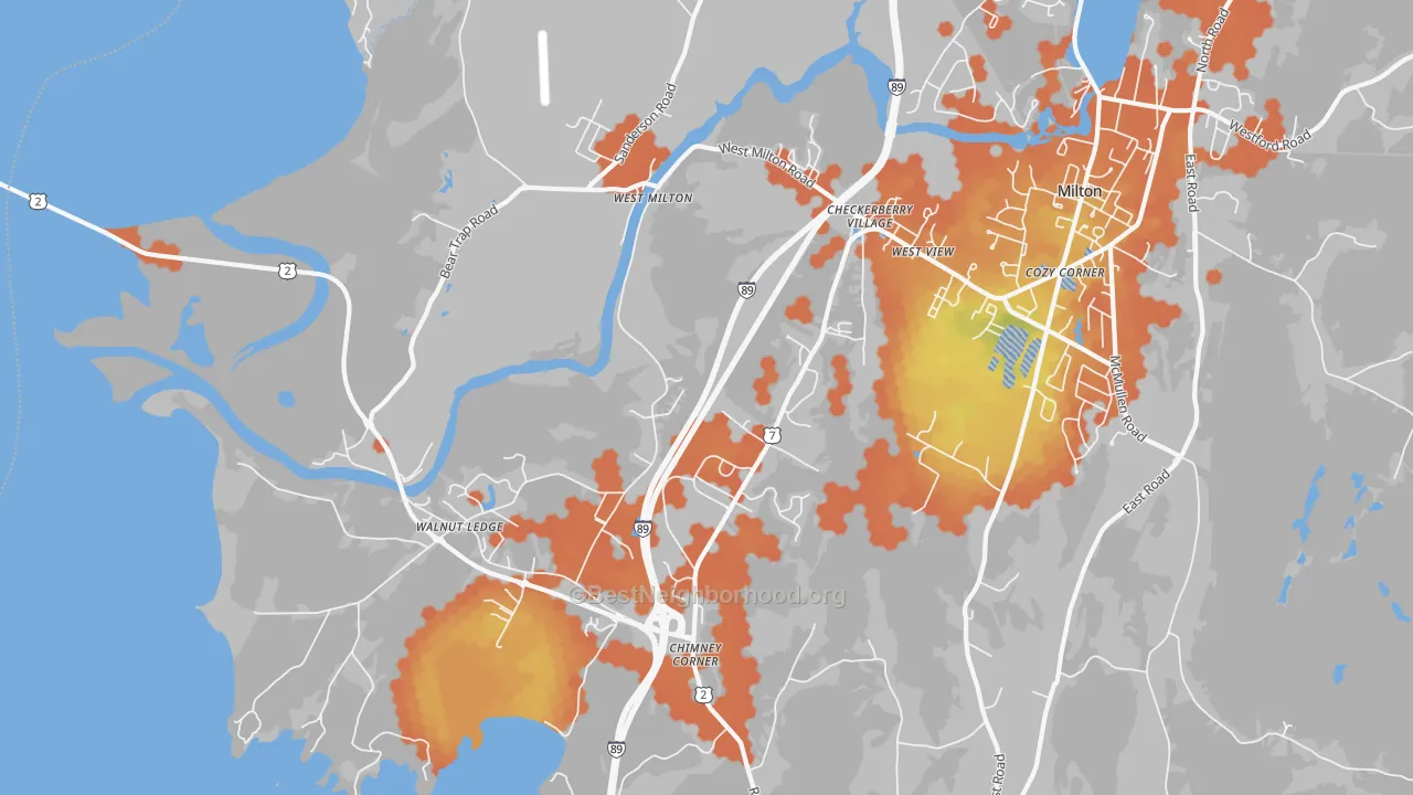 Bike Grade map of West Milton, VT