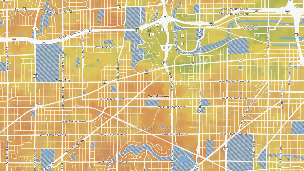 Bike Grade map of West Milwaukee, WI